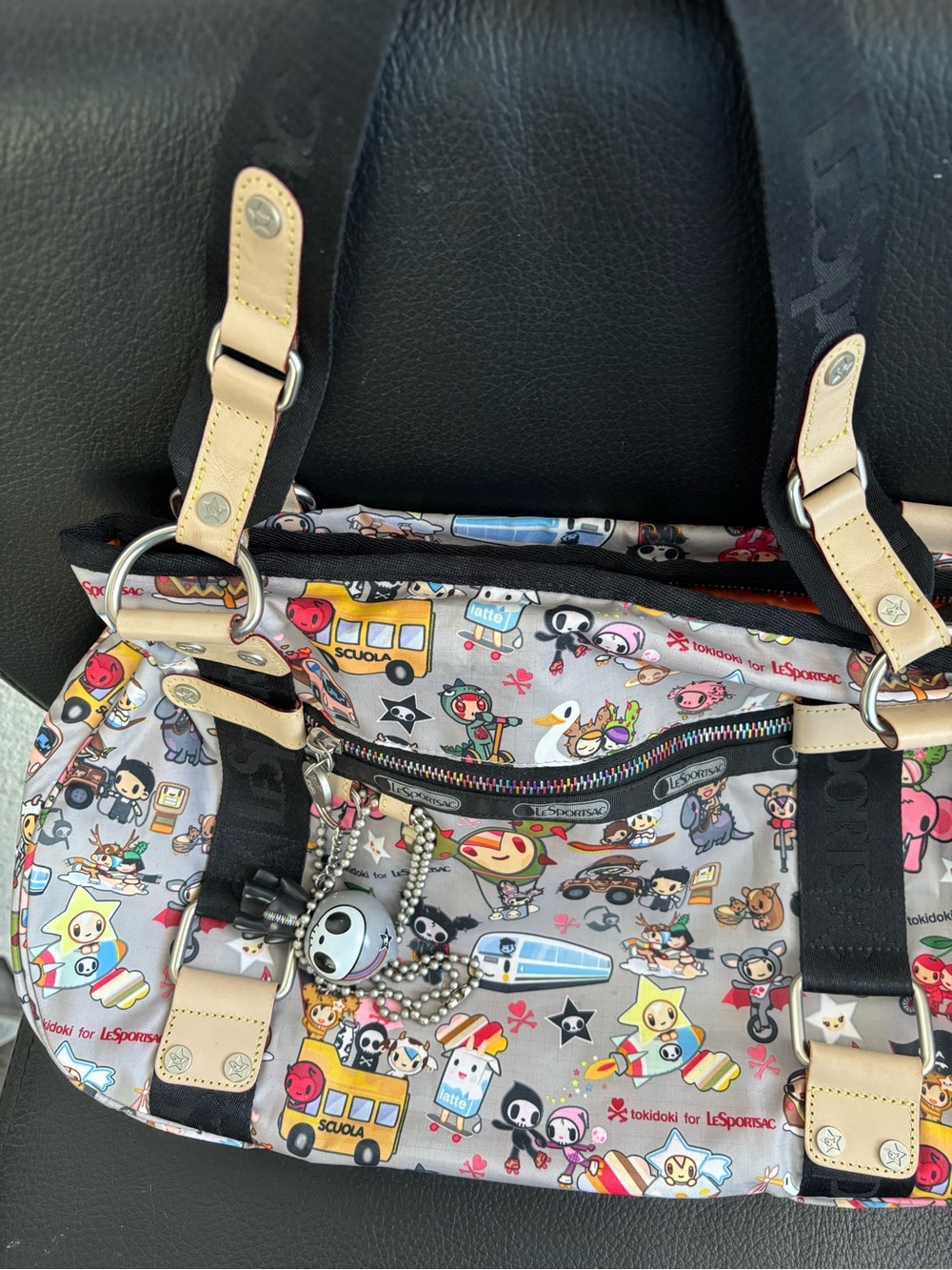 LeSportsac Tokidoki Printed Shoulder Bag with Bright Orange Interior - Picture 5 of 7